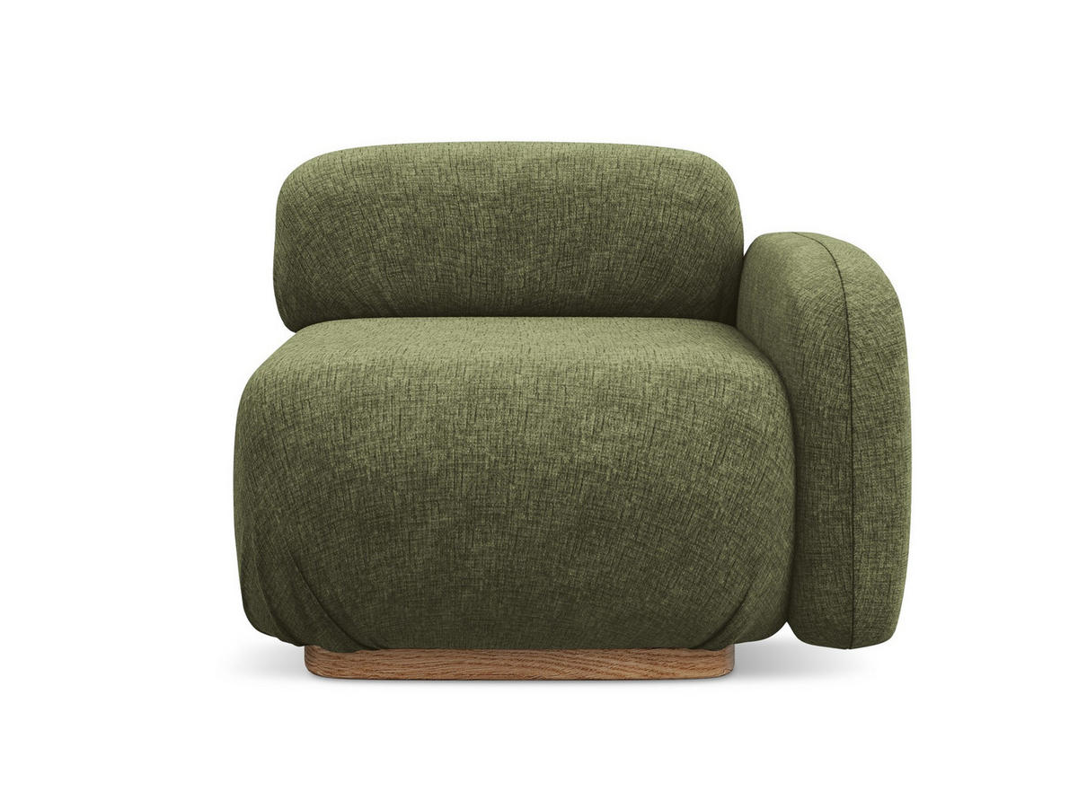 SOFAELEMENT Rechts Chenille Stoff Grün - Braun/Olivgrün, Holz/Textil (95/73/95cm) - Makamii