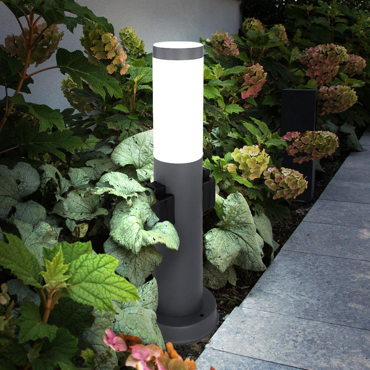 LED SOCKELLEUCHTE BOSTON Edelstahl Anthrazit - Anthrazit, Metall (12.7/12.7/45cm) - Globo Lighting