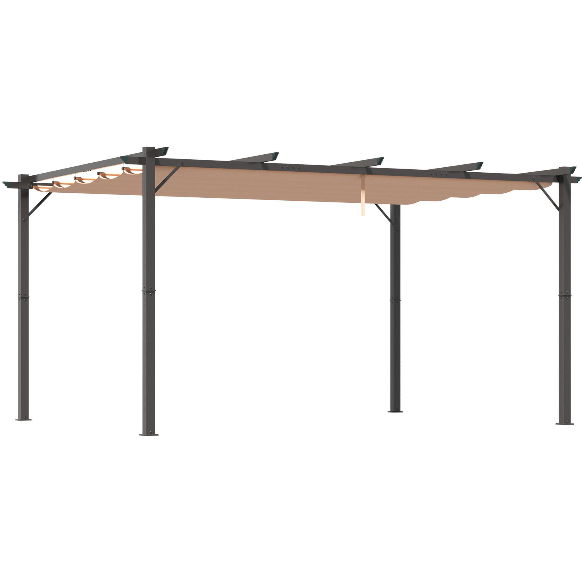 PERGOLA 300/400 cm mit verstellbarem Stoffdach und UV-/Wasserschutz, Aluminium, Grau - Grau, Metall (400/223/300cm) - Redom