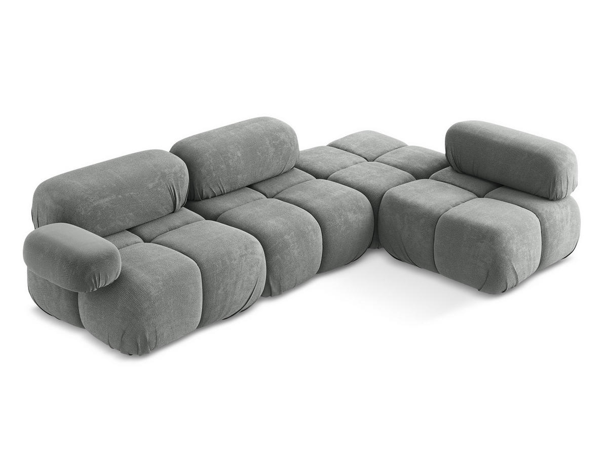 ECKSOFA Rechts Chenille Stoff Grau - Blau/Schwarz, Kunststoff/Textil (285/190cm) - Makamii