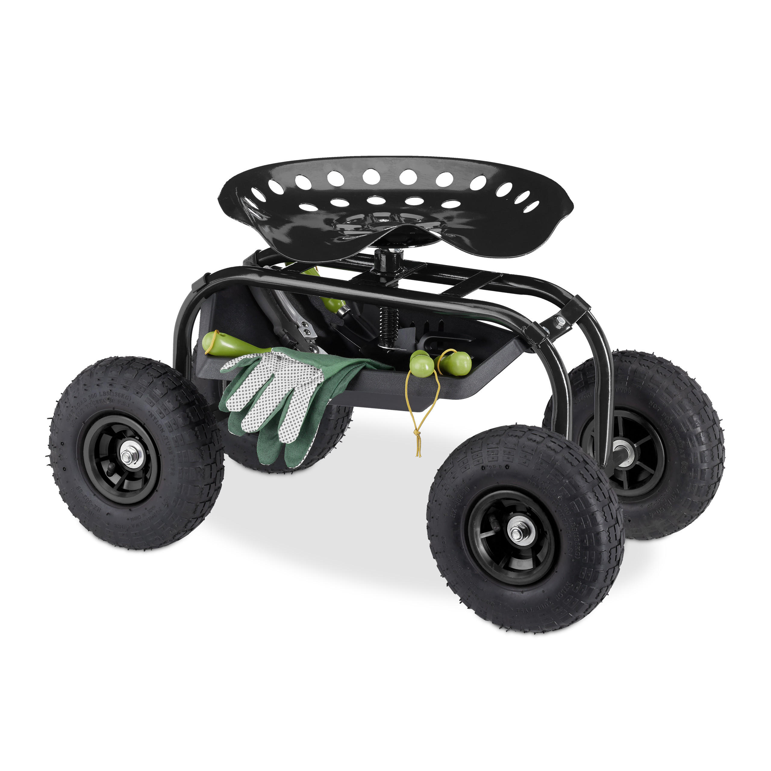 ROLLSITZ - Schwarz, Kunststoff/Metall (42/56/77cm) - Relaxdays