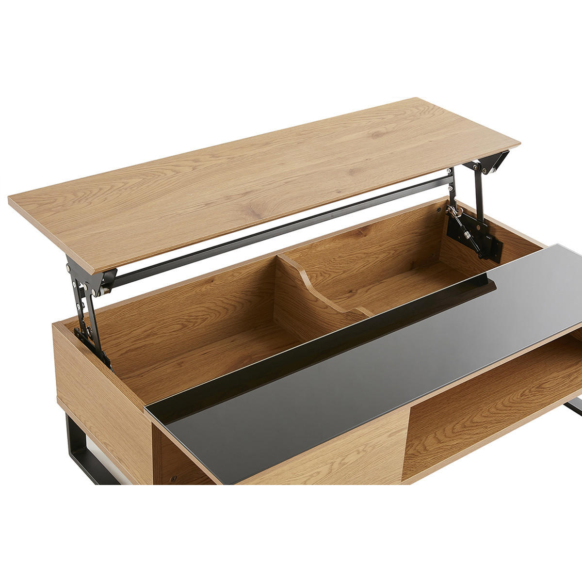 TISCH Niedrig Verstellbar Holz Metall WYNN - Dunkelbraun, Holz (110/60/35cm) - Miliboo