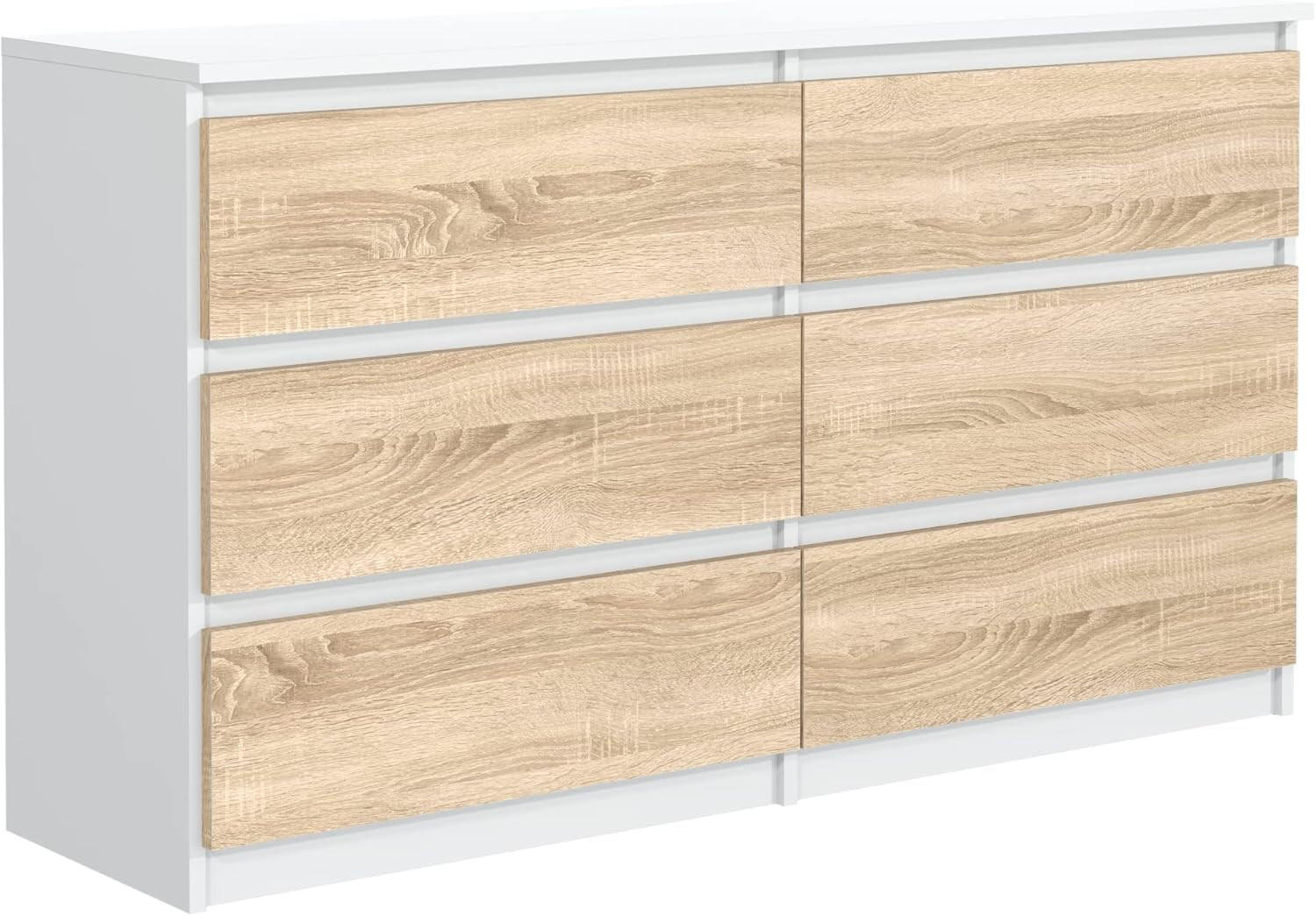 KOMMODE mit Schubladen Weiß Sonoma 138,6 x 78,5 x 39 cm - Weiß/Sonoma Eiche, Holzwerkstoff (138.6/78.5/39cm) - MebLocker
