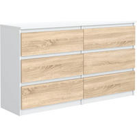 KOMMODE mit Schubladen Weiß Sonoma 138,6 x 78,5 x 39 cm - Weiß/Sonoma Eiche, Holzwerkstoff (138.6/78.5/39cm) - MebLocker
