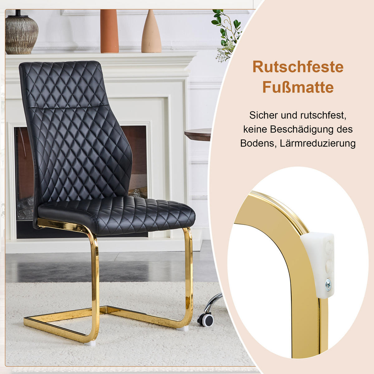 ESSZIMMER-SET Glastisch mit 2 Stühlen 85 cm Schwarz/Gold - Multicolor, Metall (85/76/85cm) - Meubliv