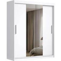 SCHIEBETÜRENSCHRANK mit Spiegel Weiß - Weiß, Holzwerkstoff (215.5/180/59cm) - MebLocker