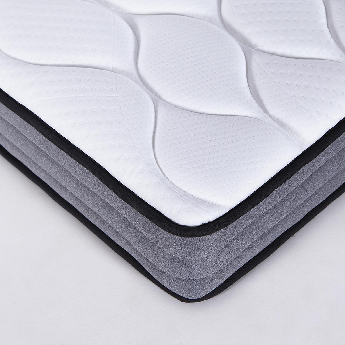 TASCHENFEDERKERNMATRATZE mit 1000 Federn,Unabhängige 7-Zonen-Stütze,Feste Liegehärte H3 – 180×200cm - Weiß, Textil (180/200cm) - KOMHTOM