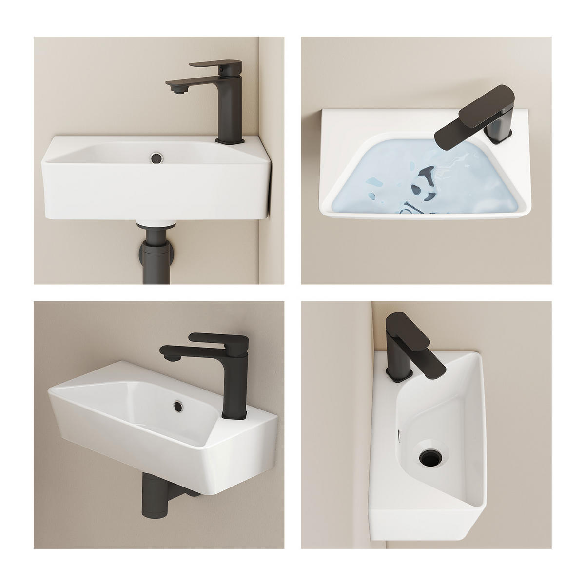 HANDWASCHBECKEN Rechts-Wasserhahnloch 40 / 22,5 / 13 cm - Weiß, Keramik (40/13/22.5cm) - EMKE