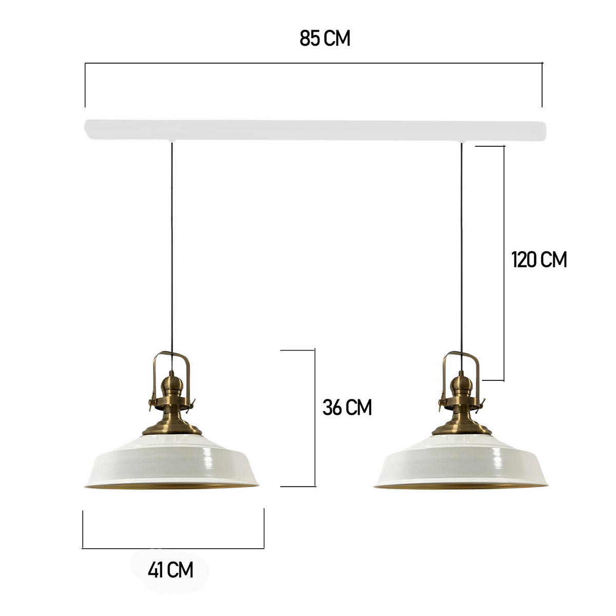 PENDELLEUCHTE Asletl 2 Flammig 41/36 cm - Weiß, Metall (36/41/28cm) - Bamyum
