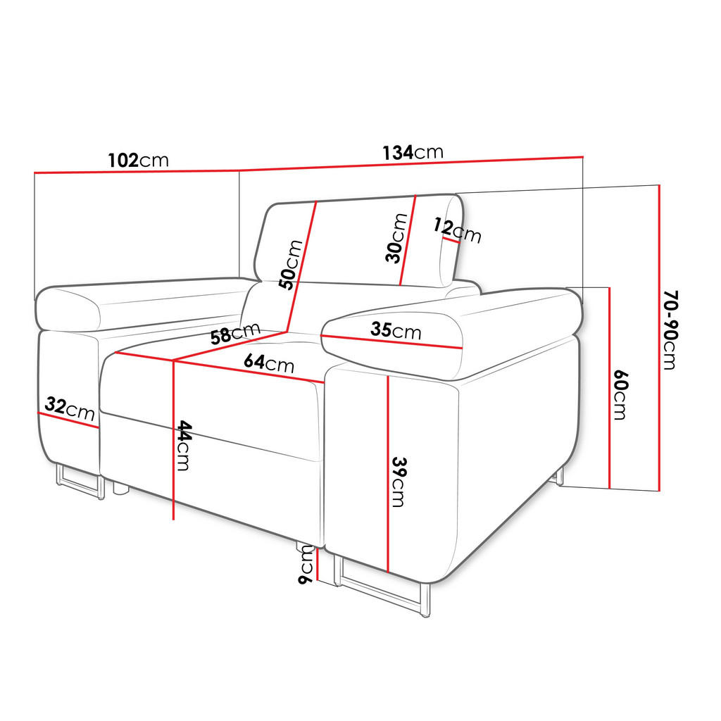 Thumbnail - Mirjan24 Sessel, Blau, Textil, 1-Sitzer, Rechteckig, 134x90x102 cm, Wohnzimmer, Sessel, Polstersessel