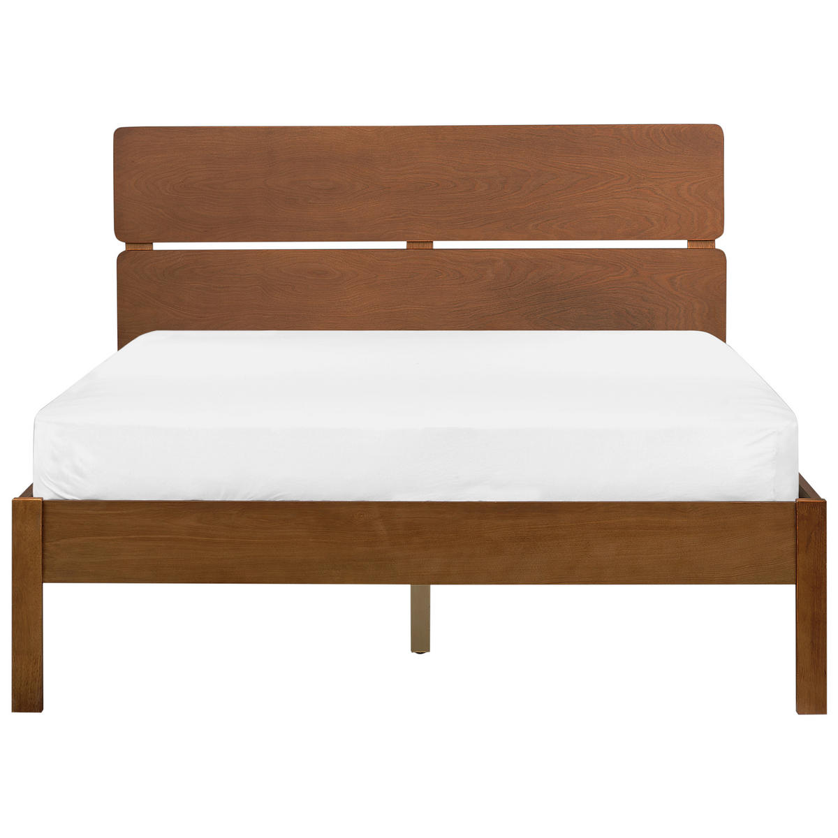 BETT mit Lattenrost 140/200 cm Gummibaumholz Dunkelbraun Boisset - Dunkelbraun, Holz (140/200cm) - Beliani