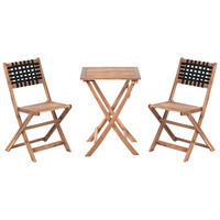 BISTRO-SET Akazienholz Braun/Schwarz Coniolo - Braun, Holz - Beliani