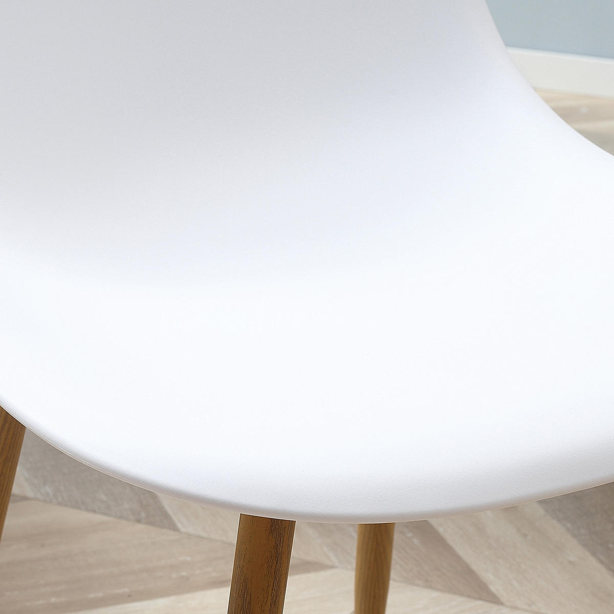 ESSZIMERSTUHL 4er-Set, Metallbeine in Holzoptik, rutschfeste Füße, bis 120 kg, Weiß/Holzdekor - Weiß, Kunststoff (52/85.5/45cm) - HOMCOM
