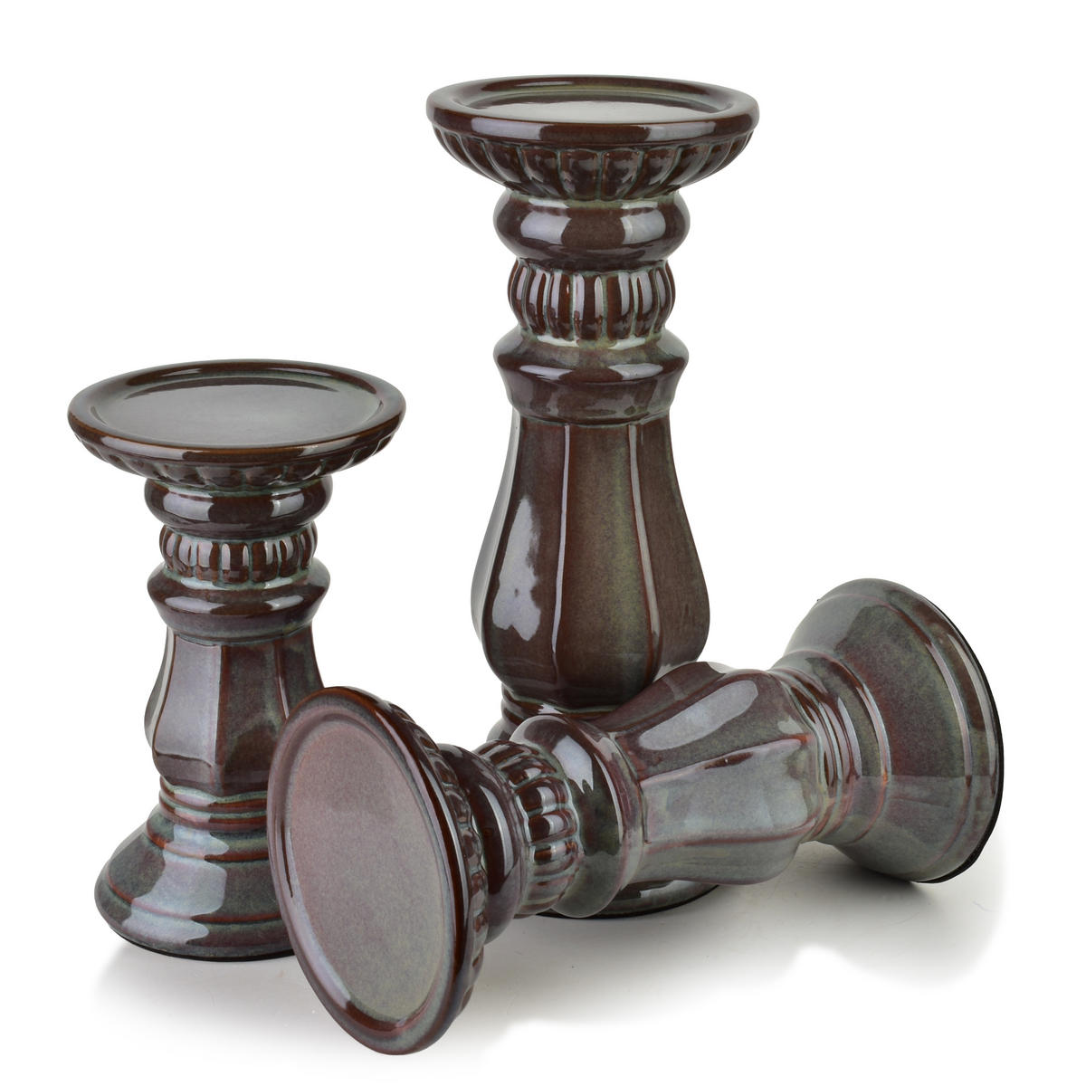 KERZENHALTER Yarine grau 10/10/20.5 cm Keramik - Bronzefarben, Kunststoff (10/20.5/10cm) - Mondex