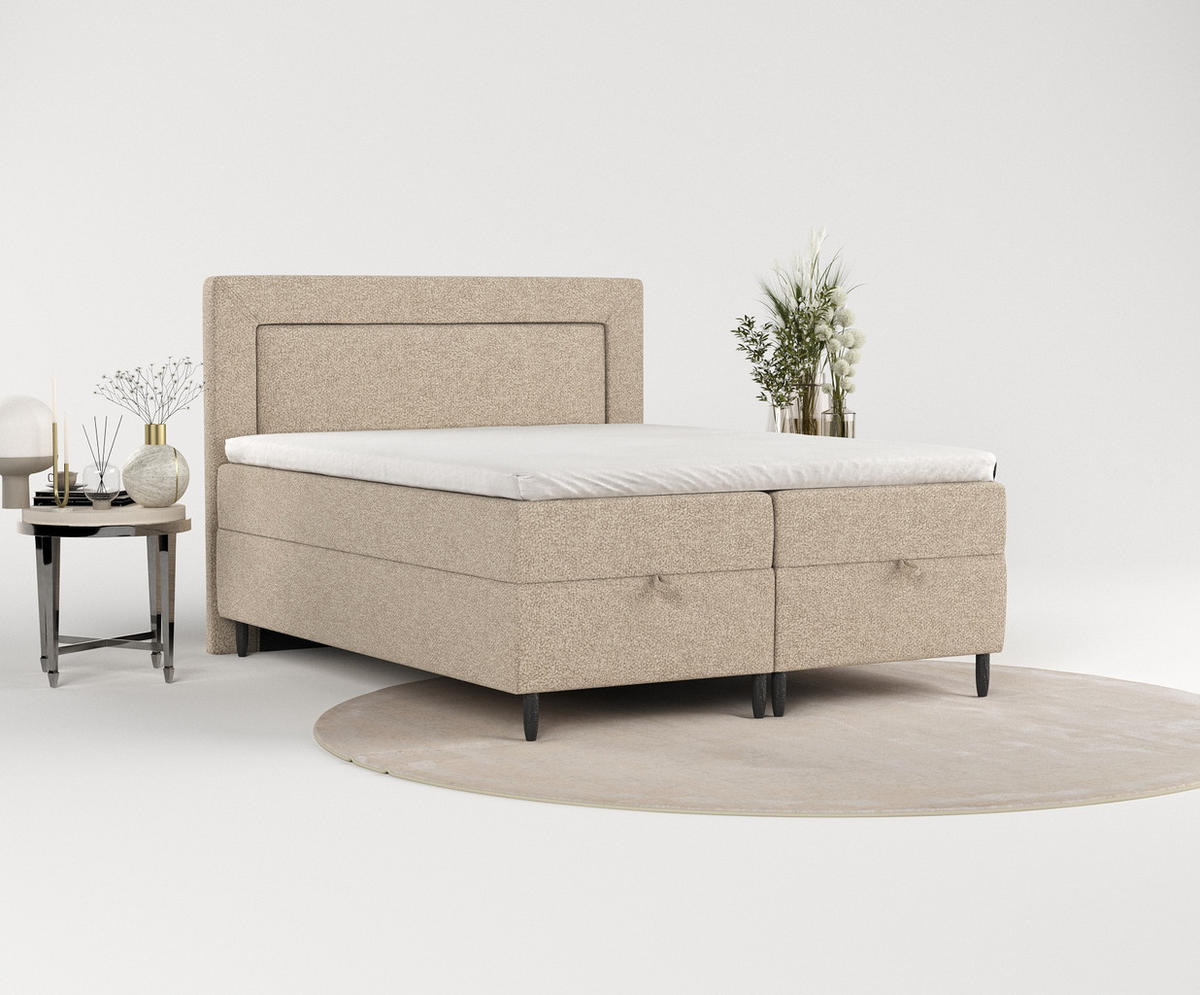 BOXBETT Nea Beige 200/200 cm - Beige/Schwarz, Holz/Holzwerkstoff (200/200cm) - Maison de Reve