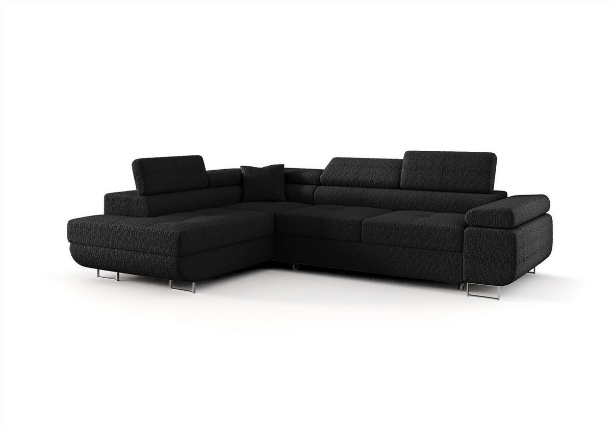 ECKSOFA Monaro Mit Schlaffunktion - Schwarz, Holzwerkstoff/Textil (275/202cm) - Fun Möbel