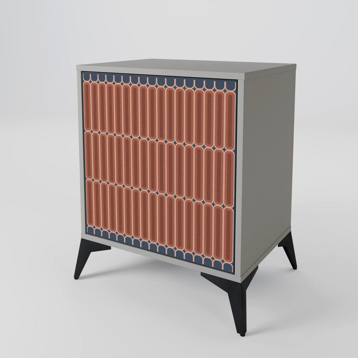 SIDEBOARD HYPNOTIC GATE, Grau, 57,5x42x75,5 cm, Goldfarbene Metallfüße - Goldfarben/Multicolor, Holzwerkstoff/Metall (57.5/75.5/42cm) - SpaceRebels