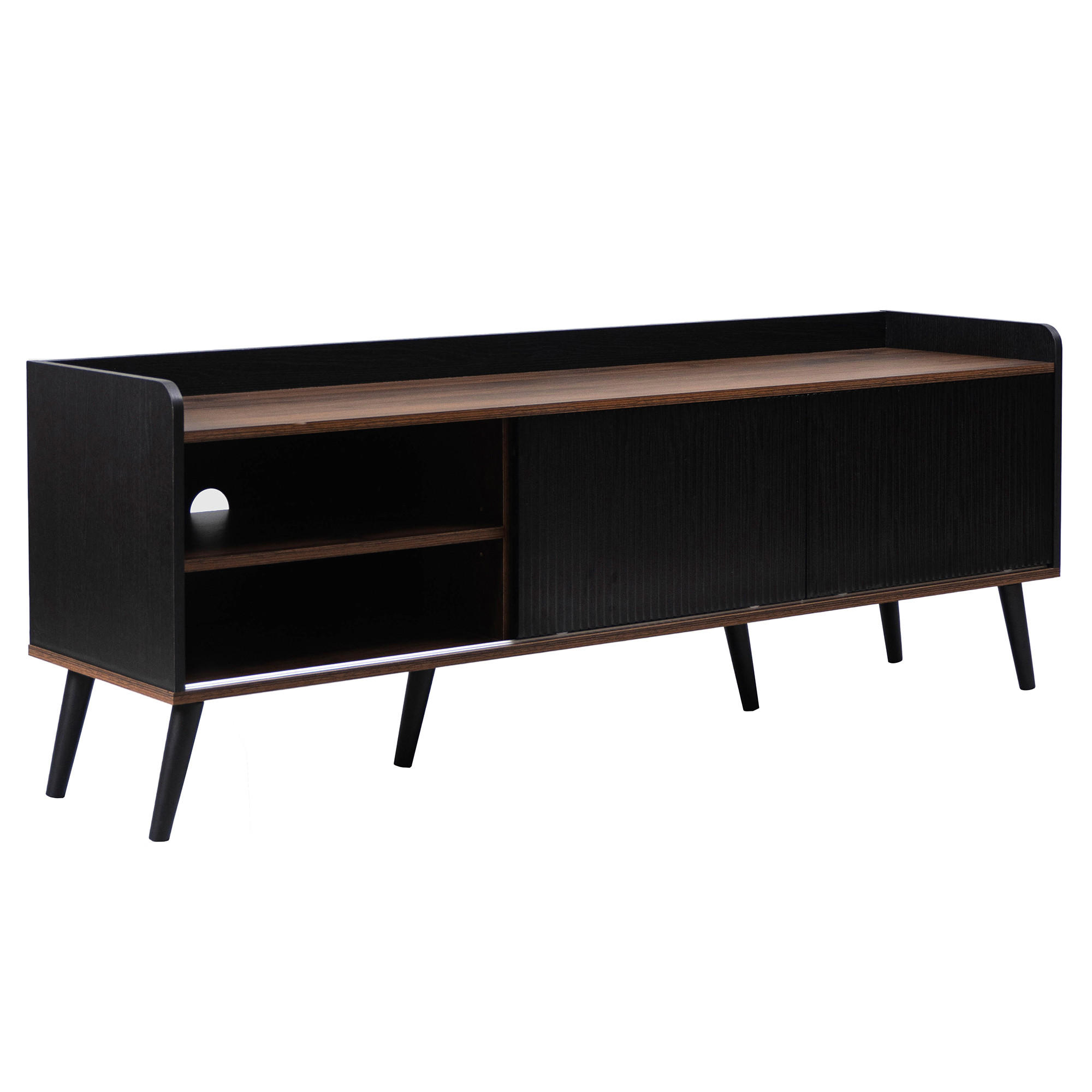 TV-ELEMENT160X40X58CM SchwarzHolz mit Schiebetüren und Schubladen - Schwarz, Holz (49.48/21.49/65cm) - Raelunyi