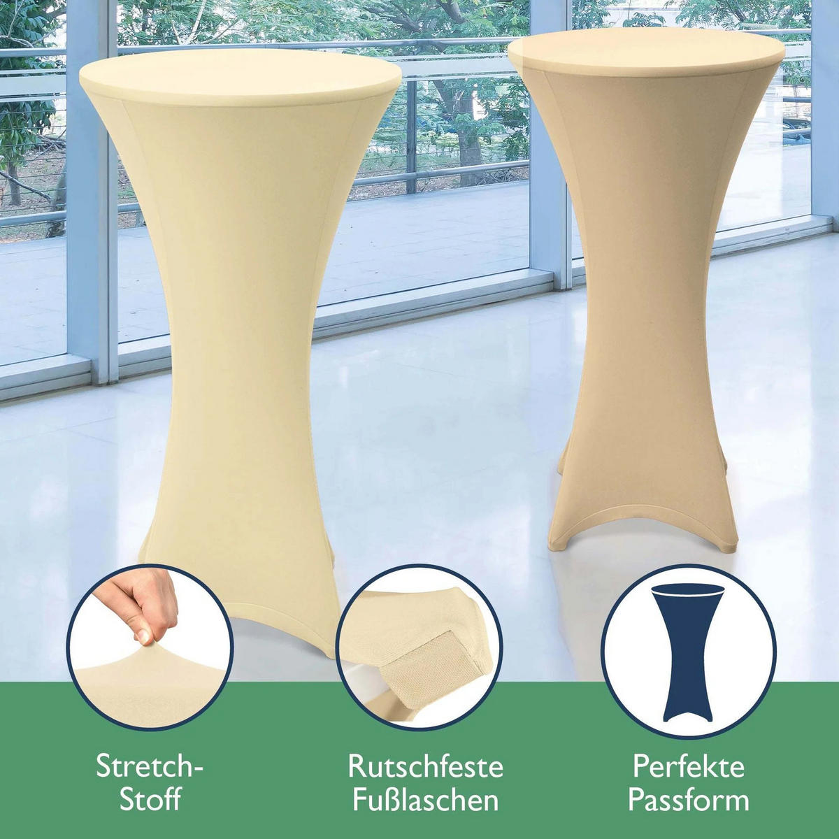 STEHTISCHHUSSE Stella Ø 80cm Creme (2tlg) - Creme, Textil (800/120cm) - Beautissu 