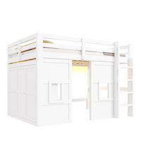 HOCHBETT 140 x 200 cm mit integriertem Kleiderschrank, weiß - Weiß, Holz (140/200cm) - KOMHTOM