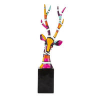 SKULPTUR Hirsch54 Bunt Handbemalt - Multicolor, Kunststoff (15/54/15cm) - JUNG