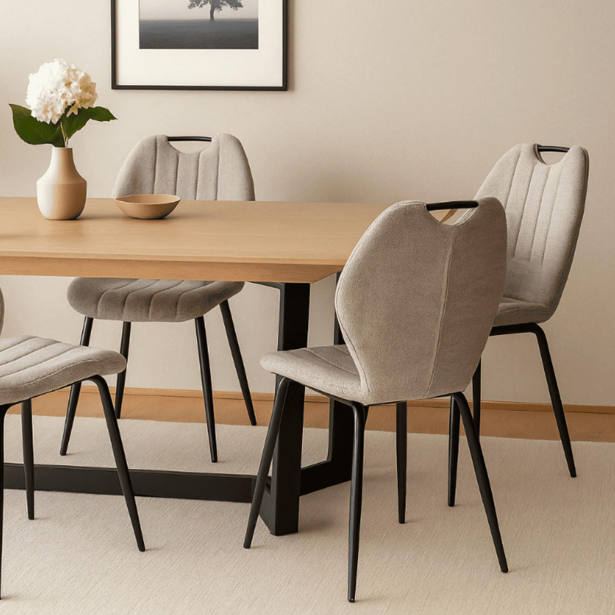 ESSZIMMERSTUHL Muli Braun 48/58/86 cm 4er-Set - Braun, Textil (58/86/48cm) - Calicosy