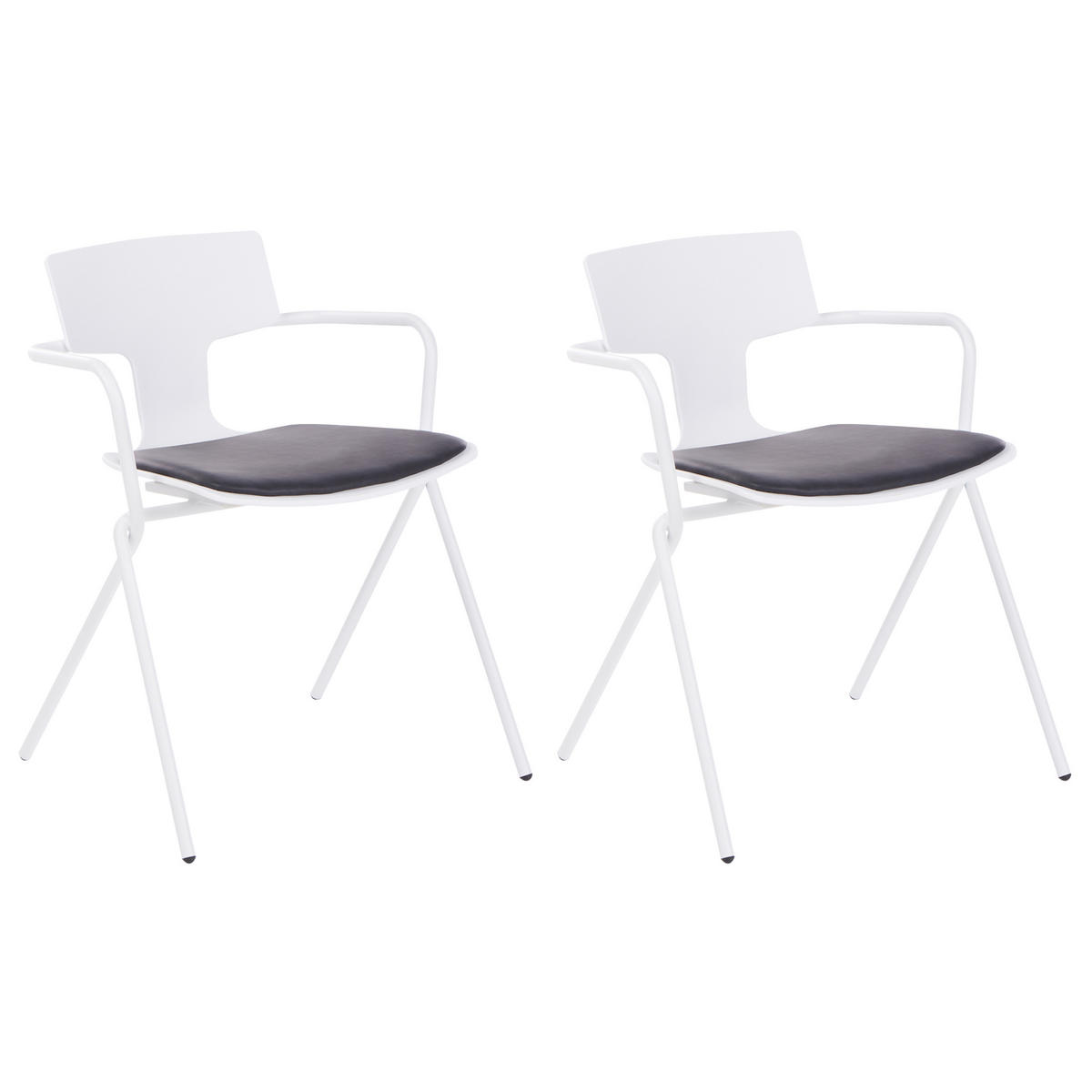 ESSZIMMERSTUHL 2er-Set Weiß Manson - Schwarz/Weiß, Kunststoff (54/70/50cm) - Beliani