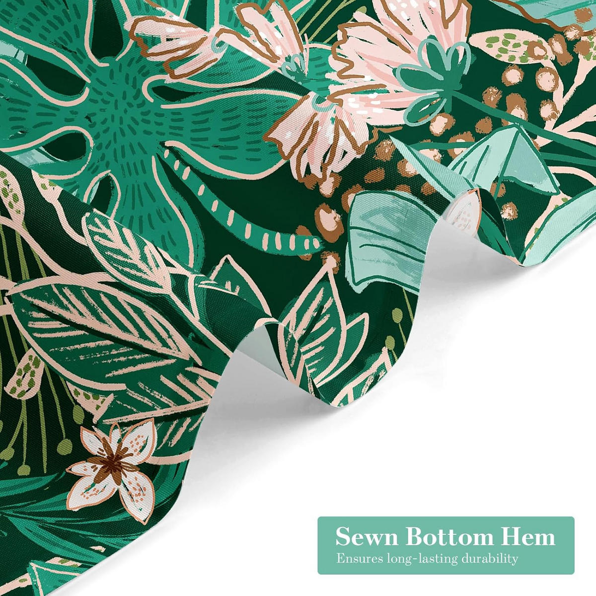 DUSCHVORHANG Boho floral extrem lang elegant für Dekoration Badezimmer - Grün, Textil (200/180cm) - MCBOSON