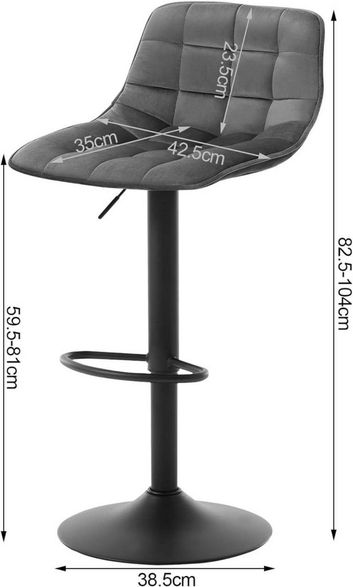 BARHOCKER aus Samt und Metall, Dunkelgrau - Dunkelgrau/Schwarz, Textil/Metall (42.5/82.5/38.5cm) - Woltu