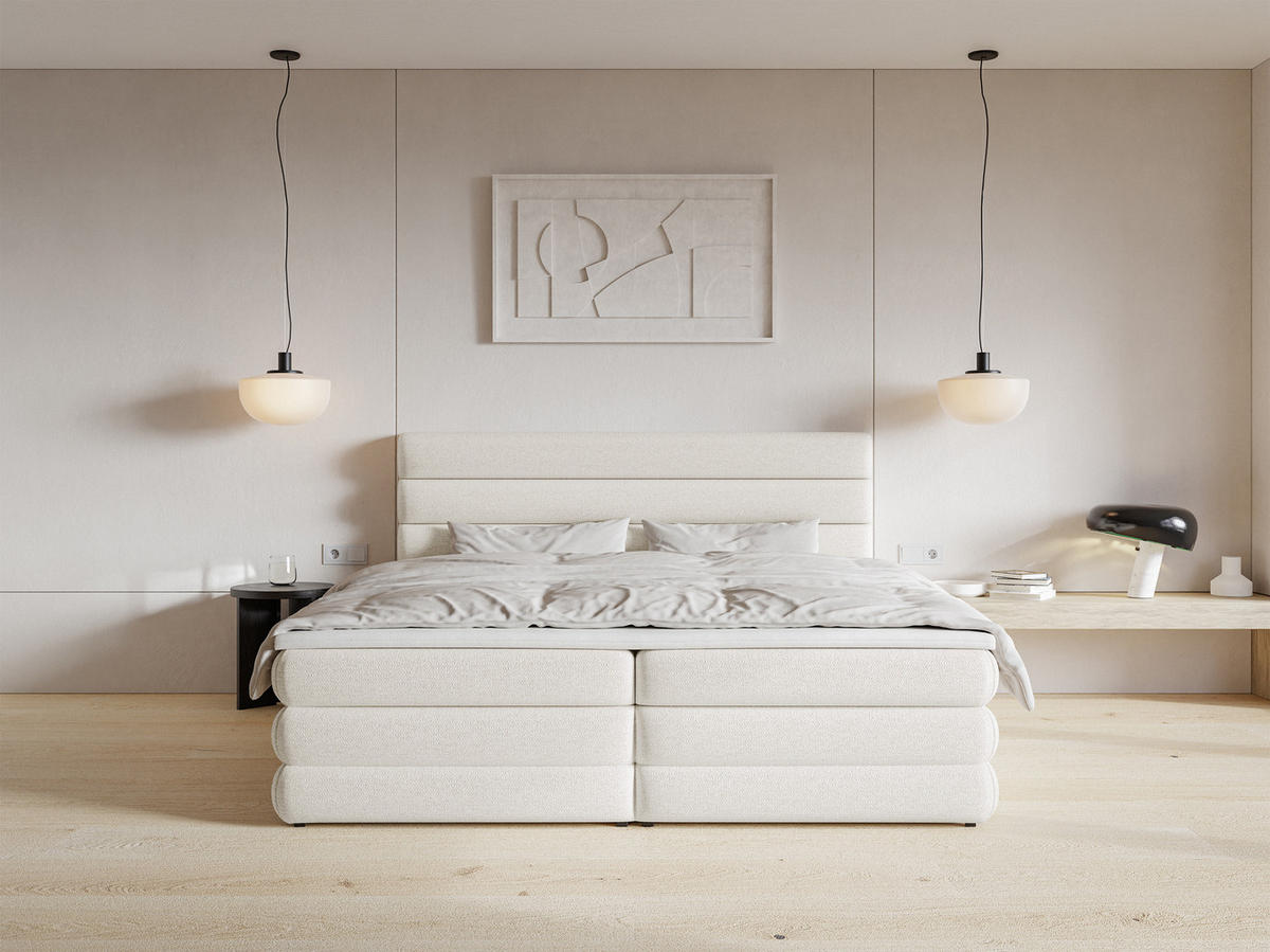 BOXBETT Alegre Hellbeige Chenille 180/200 cm - Beige/Schwarz, Kunststoff/Textil (180/200cm) - Selsey