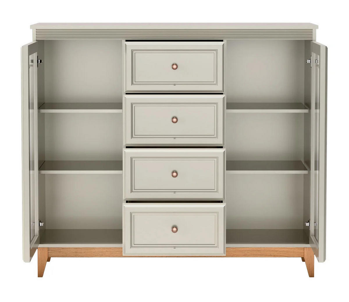 VITRINESCHRANK WINDSOR W-7 - Kaschmir, Holzwerkstoff (142/126/41cm) - Meblini