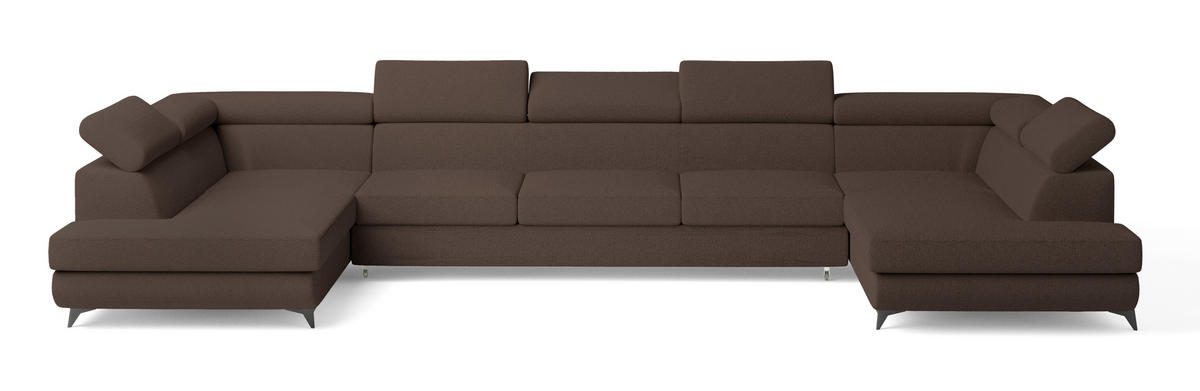 ROHOVÁ SEDAČKA URMANO hnědá - černá/hnědá, kov/dřevo (395/190cm) - MASSENO