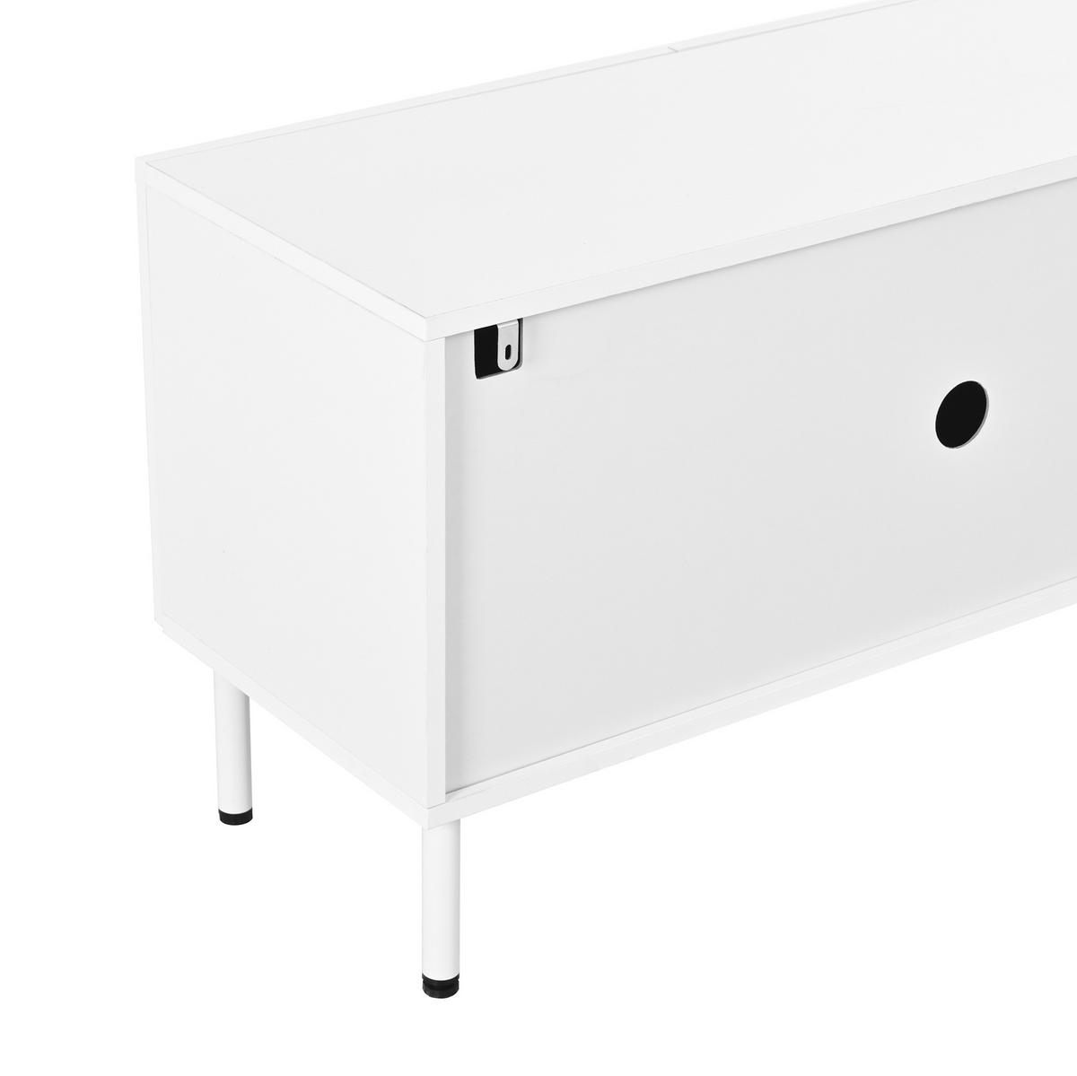 TV-SCHRANK mit 4 Türen 180 cm Weiß mit Metallfüßen - Weiß, Holzwerkstoff (35/49/180cm) - Beauniv