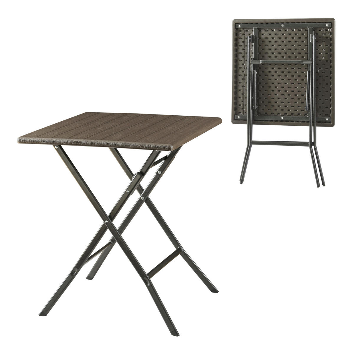 KLAPPTISCH Lillestrøm - Dunkelbraun, Kunststoff/Metall (61.5/61.5/73cm) - [en.casa]
