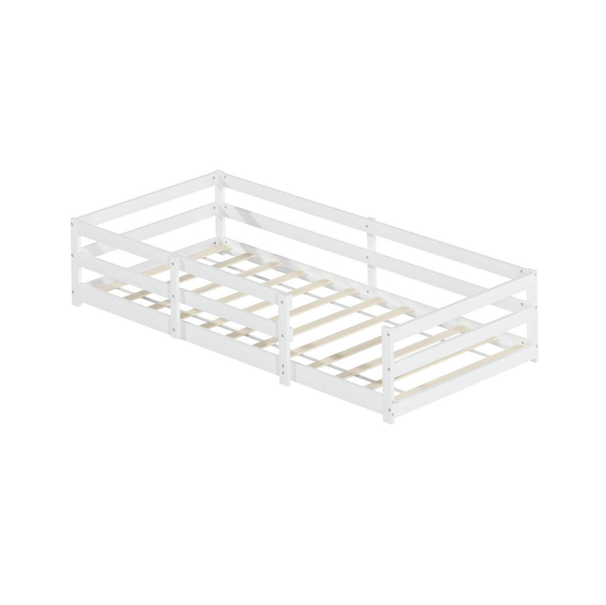 KINDERBETT Montessori 90/200 cm, weiß mit Lattenrost - Weiß, Holz (90/200cm) - MIVRAY