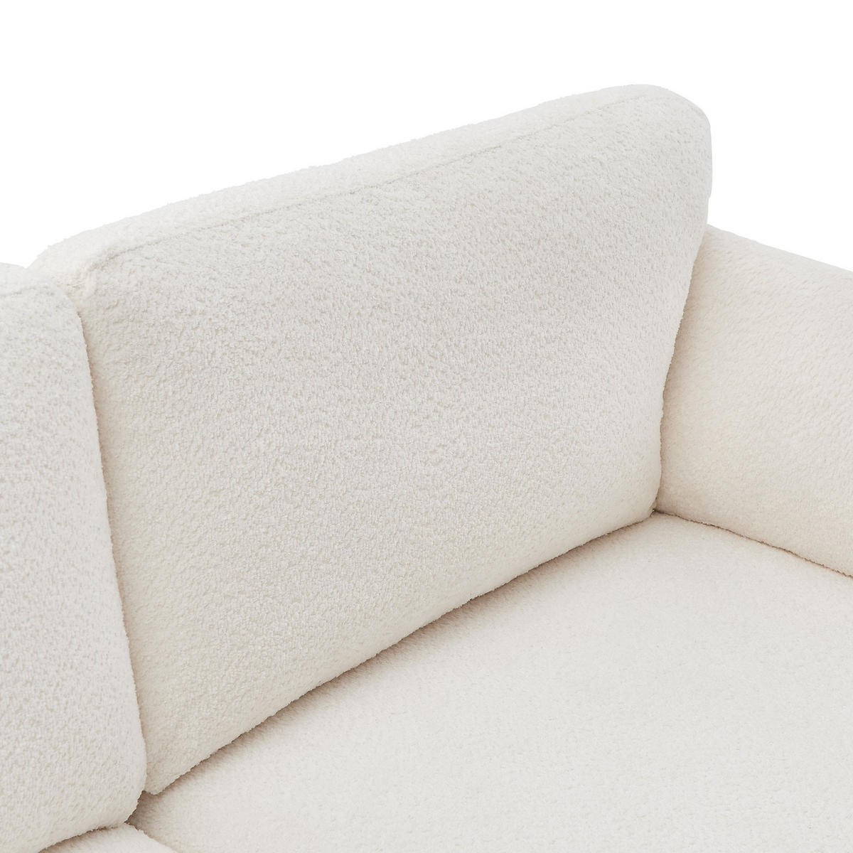 3-SITZER-SOFA Maja Skandinavisches mit weißer Bouclé - Weiß/Akaziefarben, Holz/Holzwerkstoff (225/86/80cm) - Sicaan