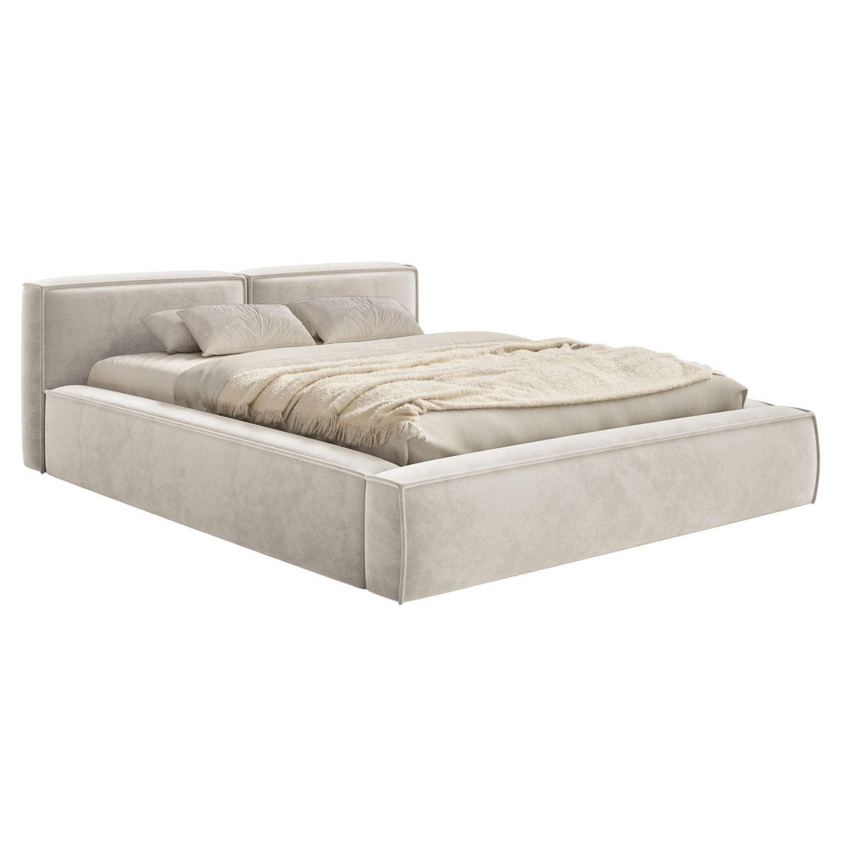 POLSTERBETT Tilves Slim Greige 200x200 cm - Taupe/Schwarz, Kunststoff/Textil (200/200cm) - Selsey