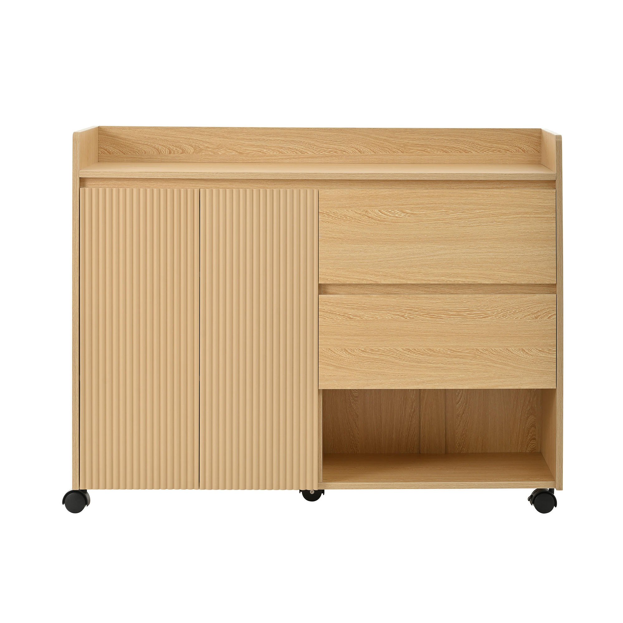 SCHUHSCHRANK Natur 110/35/86 cm fahrbar - Naturfarben, Holzwerkstoff (110/86/35cm) - PANGIVO