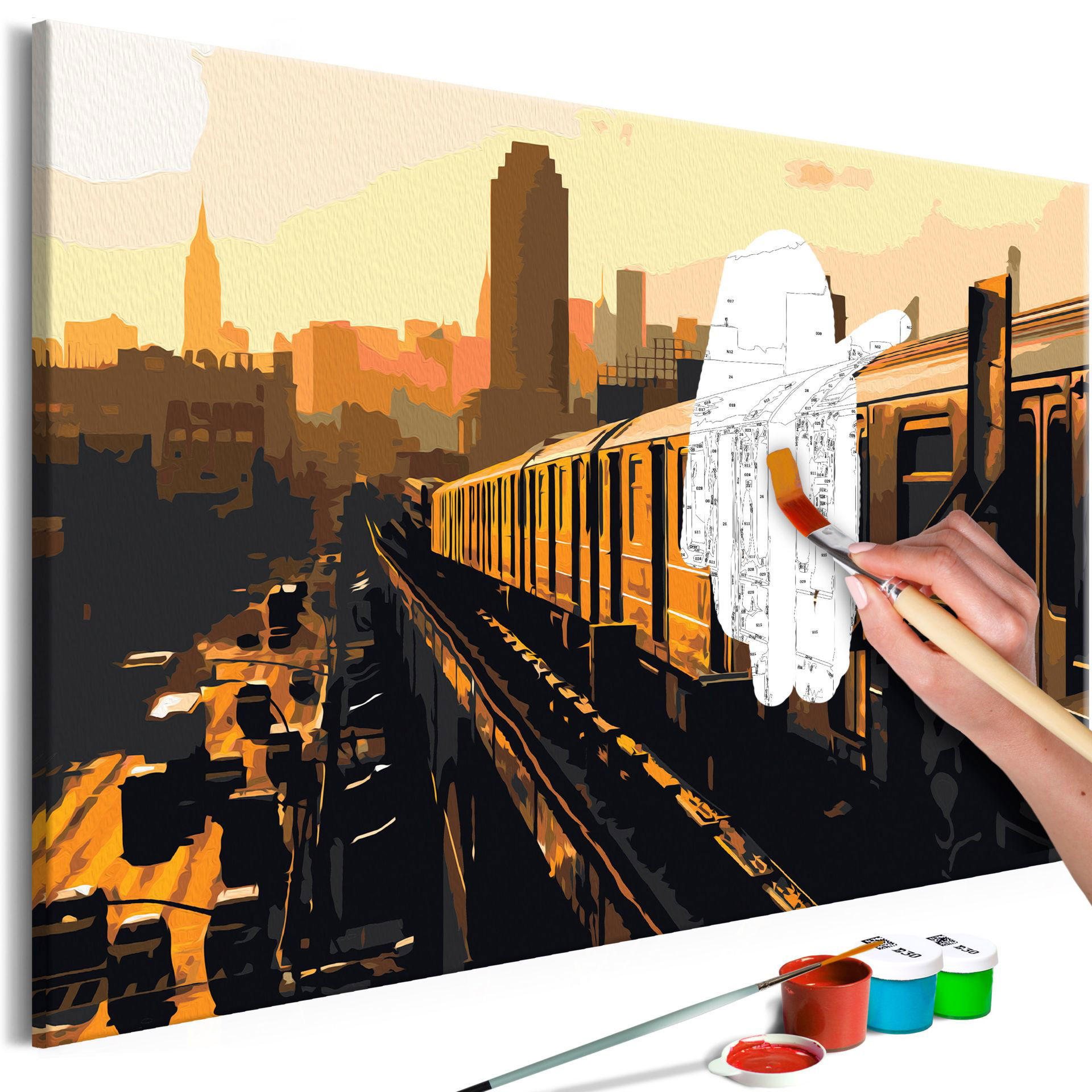 MALEN NACH ZAHLEN 50/40 cm - Braun/Orange, Textil (1.4/40cm) - KUNSTLOFT
