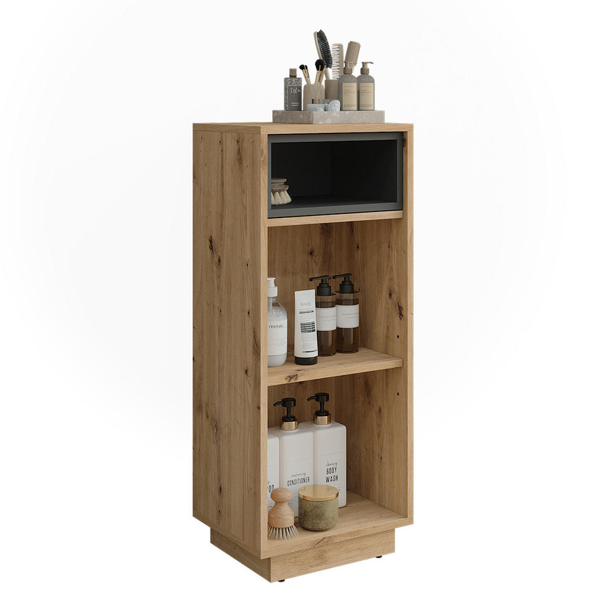 MIDISCHRANK Beatrice Artisan Eiche/Anthrazit 38 x 93 cm mit 3 Fächern - Anthrazit/Eiche Artisan, Holzwerkstoff (38/93/30cm) - Vicco