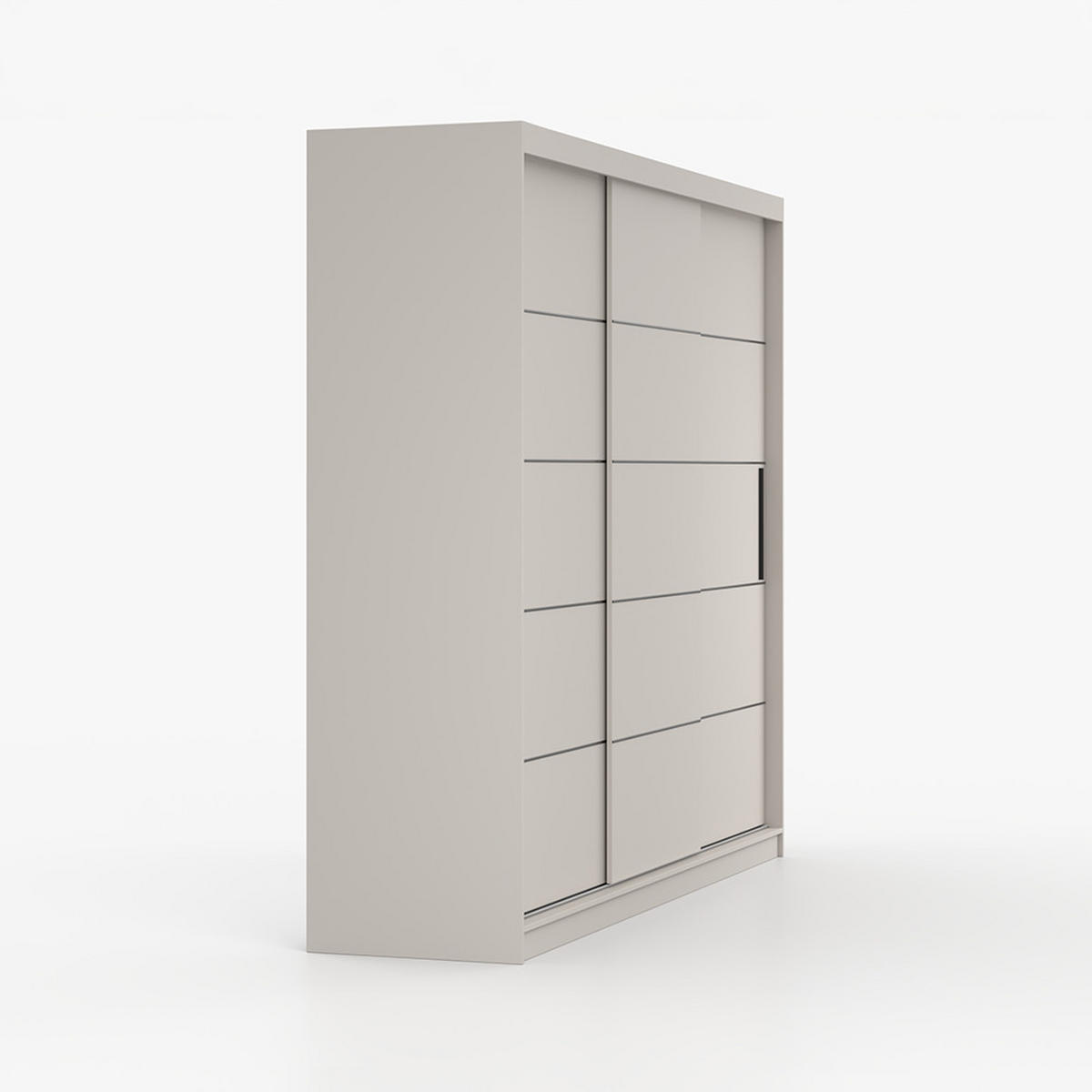 SCHWEBETÜRENSCHRANK ALBA II K 250/218/61 cm 3-türig Kaschmir - Kaschmir/Schwarz, Holzwerkstoff/Kunststoff (250/218/61cm) - imoebel24