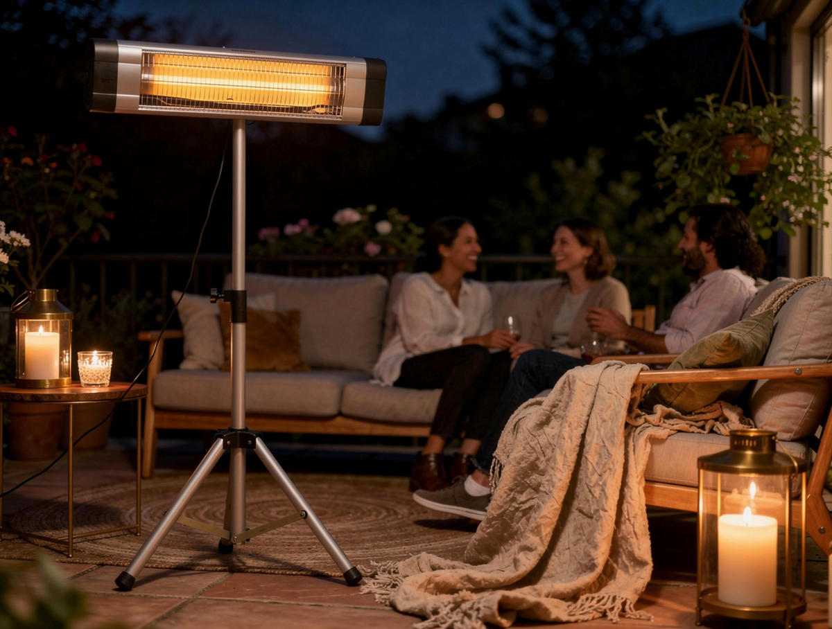 HALOGEN-HEIZUNG auf Standfuß Silber outdoortauglich und höhenverstellbar 3000 W - Silberfarben, Kunststoff/Metall (101/180/70cm) - Purline