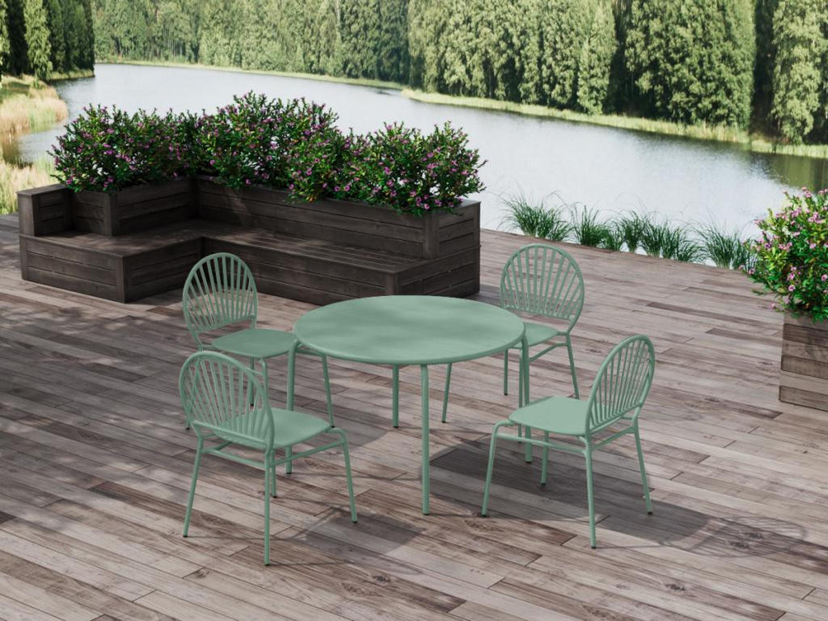 GARTENSTUHL stapelbar 2er-Set - Metall - Mandelgrün - CEDEIRA von MYLIA - Grün, Metall (58.5/82/50cm) - Vente-Unique