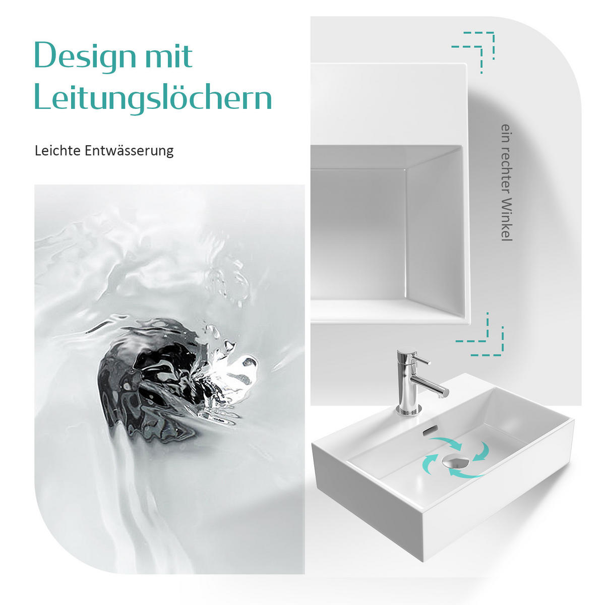 WASCHBECKEN mit Überlauf Weiß 60/36/13 cm - Weiß Hochglanz, Keramik (36/13/60cm) - EMKE