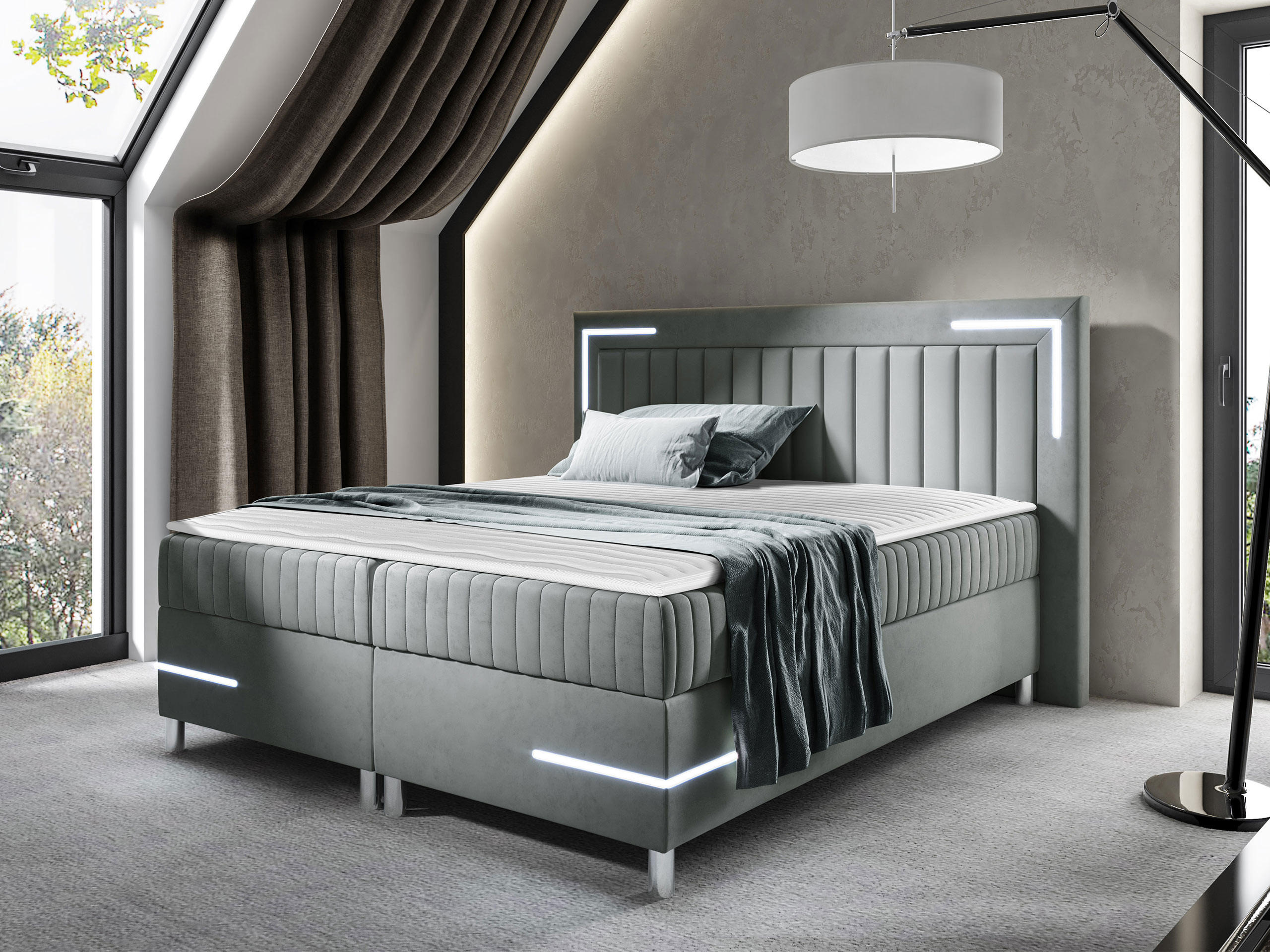 BOXBETT Tenosi 3 LED - Grau, Holz (200/200cm) - MIRJAN24