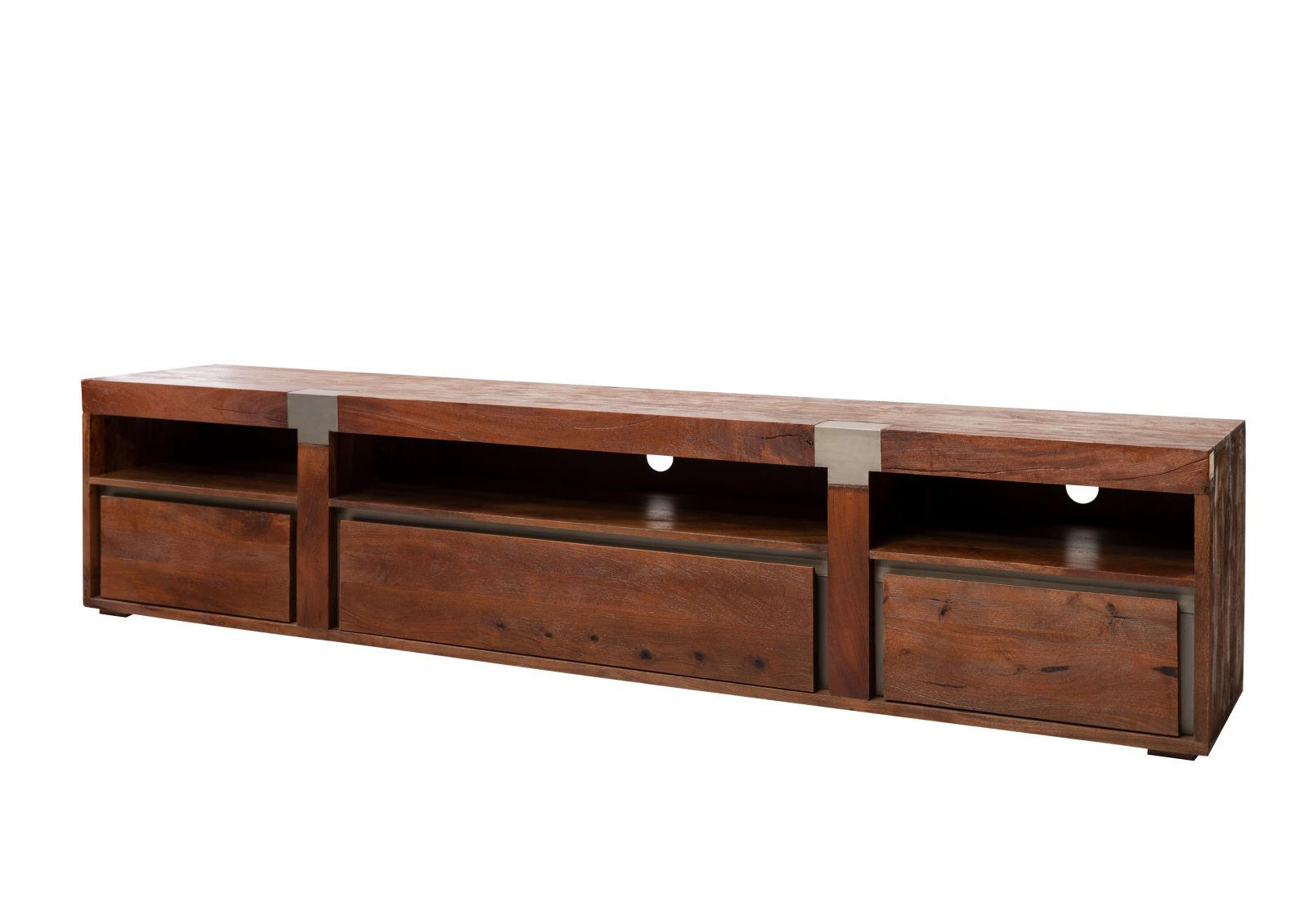 TV-BOARD Mango 250x48x55 braun lackiert Amsterdam #27 - Braun, Holz (250/55/48cm) - Massivmoebel24