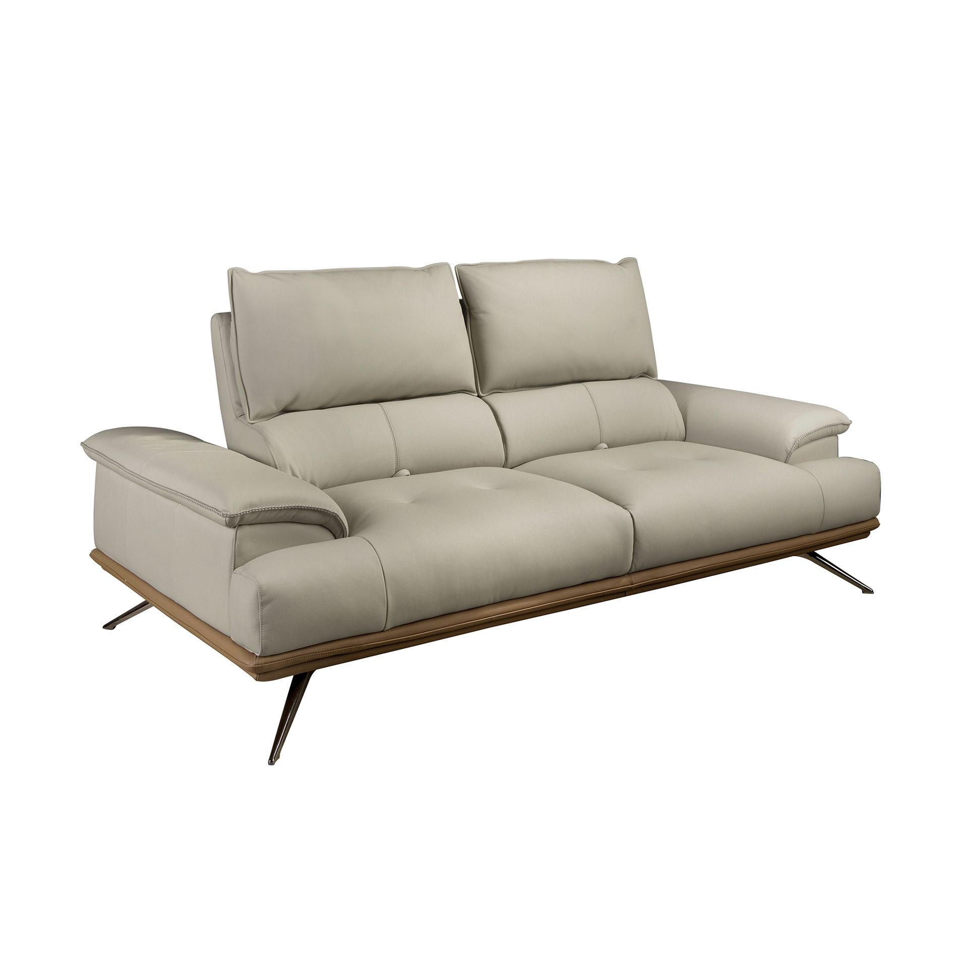 SOFA 2-Sitzer-Sofa aus taupegrauem Leder 200/117/104 cm - Taupe/Chromfarben, Leder/Metall (200/100/117cm) - ANGEL CERDA