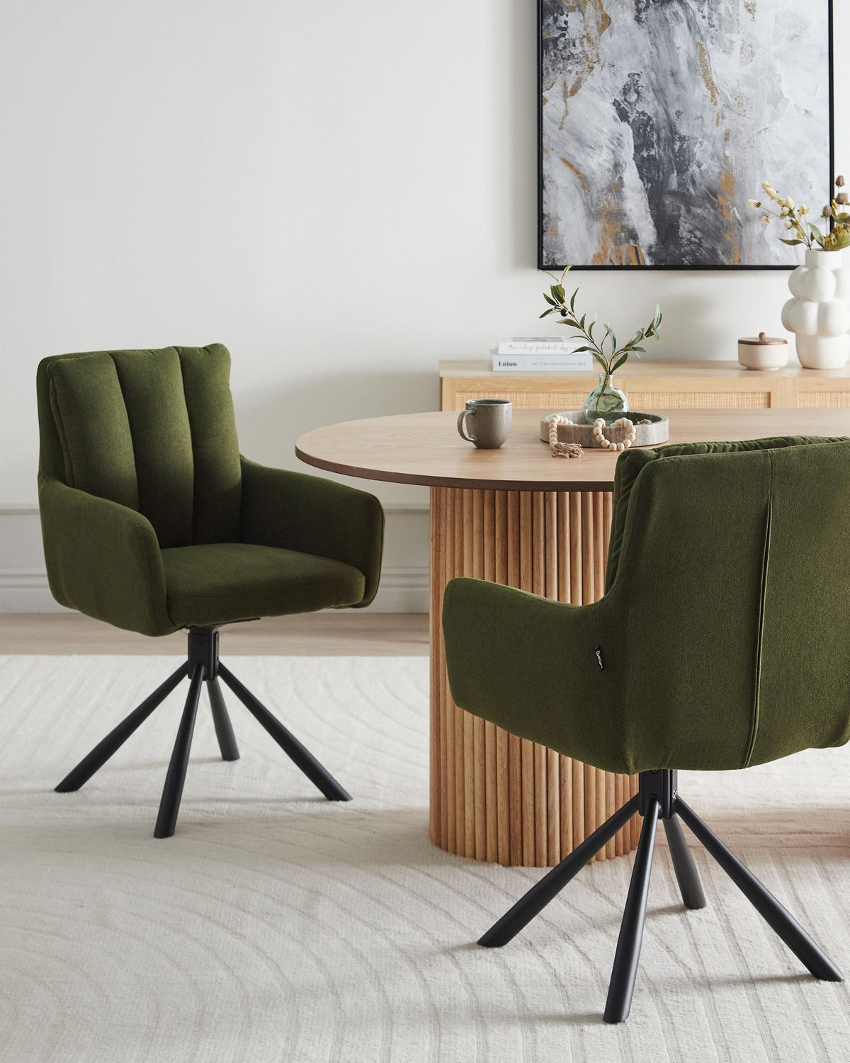 ESSZIMMERSTUHL 2er-Set Dunkelgrün Sardoal - Dunkelgrün/Schwarz, Textil (56/86/65cm) - Beliani