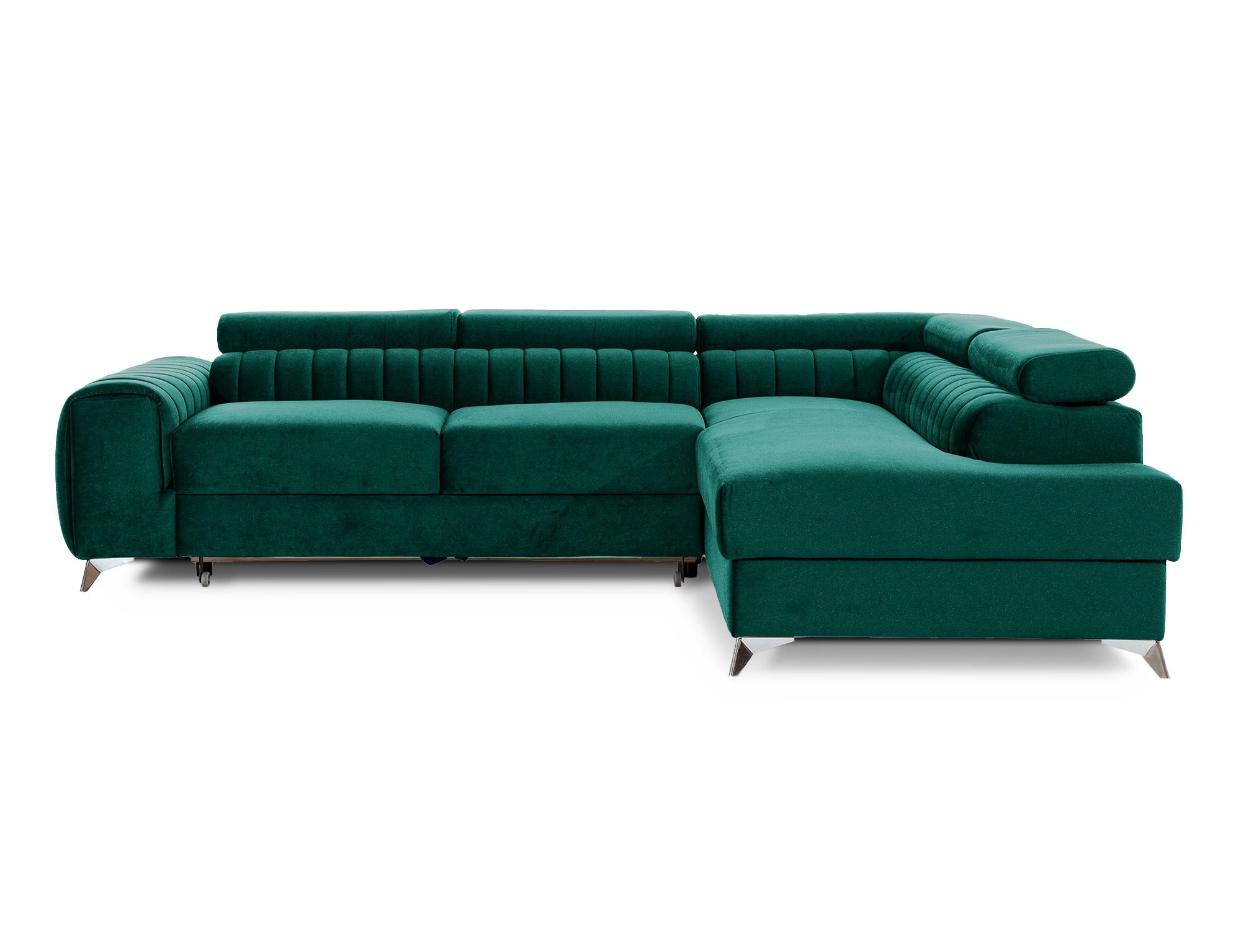 ECKSOFA Laurence mit Schlaffunktion & Bettkasten – 278 x 205 cm, verstellbare Kopfstützen - Grün, Kunststoff (278/205cm) - Wohnideebilder
