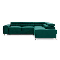 ECKSOFA Laurence mit Schlaffunktion & Bettkasten – 278 x 205 cm, verstellbare Kopfstützen - Grün, Kunststoff (278/205cm) - Wohnideebilder